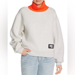 Alexander Wang Gray Sweater with Orange Turtleneck